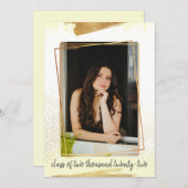 Cute Yellow & Gold Framed Afstuderen Invitation Kaart (Voorkant / Achterkant)