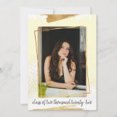 Cute Yellow & Gold Framed Afstuderen Invitation Kaart (Voorkant)