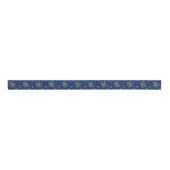 Cute Yellow Gold kerstsnowflakes op blauw Grosgrain Lint (Voorkant)