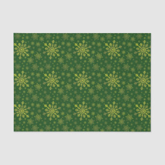 Cute Yellow Gold kerstsnowflakes op groen Tissuepapier