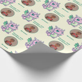 Cute Yellow Green Chibi Dragon Custom Photo Text Cadeaupapier (Hoek)