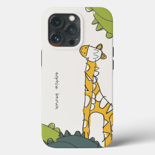Cute Yellow Green Wild Oerwoud Giraffe Kind geteke Case-Mate iPhone Case (Achterkant)