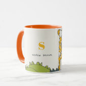 Cute Yellow Green Wild Oerwoud Giraffe Kind geteke Mok (Voorkant links)