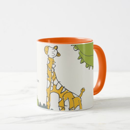 Cute Yellow Green Wild Oerwoud Giraffe Kind geteke Mok (Voorkant rechts)