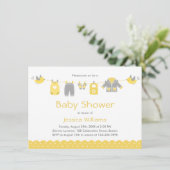 Cute Yellow Grey Clothes | Neutraal Baby shower Kaart (Staand voorkant)