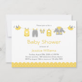 Cute Yellow Grey Clothes | Neutraal Baby shower Kaart (Voorkant)