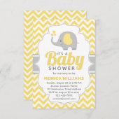 Cute Yellow Grey Elephant Neutraal Baby shower Kaart (Voorkant / Achterkant)