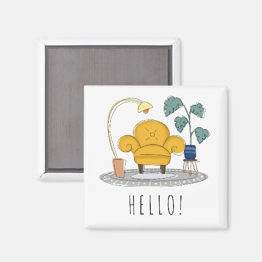 Cute Yellow Hallo Magneet (Voorkant / Achterkant)