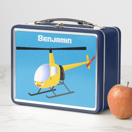 Cute yellow happy cartoon helikopter (In situ)
