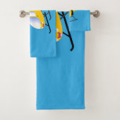 Cute yellow happy cartoon helikopter bad handdoek (Insitu)