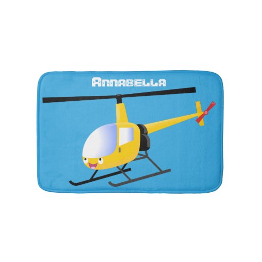 Cute yellow happy cartoon helikopter badmat (Voorkant)