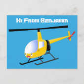 Cute yellow happy cartoon helikopter briefkaart (Voorkant)