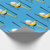 Cute yellow happy cartoon helikopter cadeaupapier (Hoek)