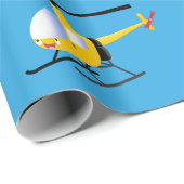 Cute yellow happy cartoon helikopter cadeaupapier (Rol Hoek)
