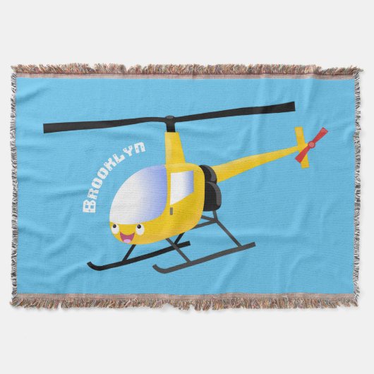 Cute yellow happy cartoon helikopter deken (Voorkant)