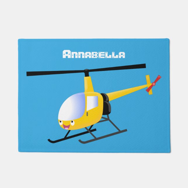 Cute yellow happy cartoon helikopter deurmat (Voorkant)