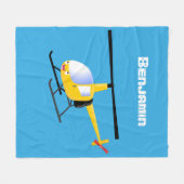 Cute yellow happy cartoon helikopter fleece deken (Voorkant (Horizontaal))