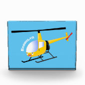 Cute yellow happy cartoon helikopter fotoblokken (Voorkant)