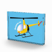 Cute yellow happy cartoon helikopter fotoblokken (Rechts)