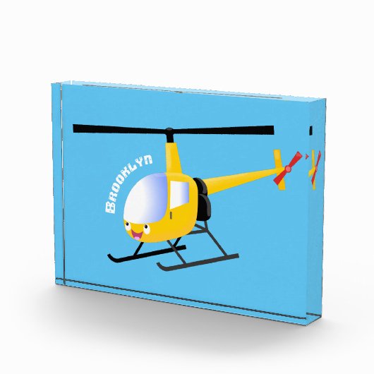 Cute yellow happy cartoon helikopter fotoblokken (Rechts)