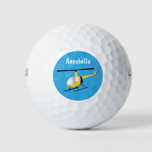 Cute yellow happy cartoon helikopter golfballen (Voorkant)