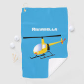 Cute yellow happy cartoon helikopter golfhanddoek (Insitu)