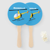 Cute yellow happy cartoon helikopter handwaaier (Voorkant en achterkant)