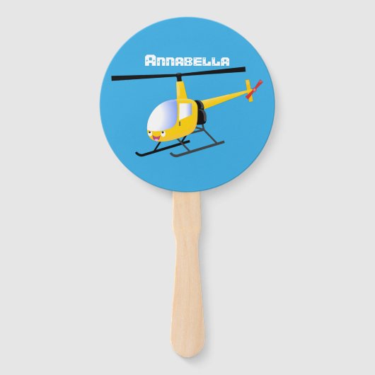 Cute yellow happy cartoon helikopter handwaaier (Voorkant)