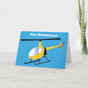 Cute yellow happy cartoon helikopter kaart