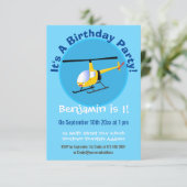 Cute yellow happy cartoon helikopter kaart (Staand voorkant)