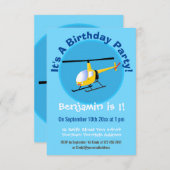 Cute yellow happy cartoon helikopter kaart (Voorkant / Achterkant)