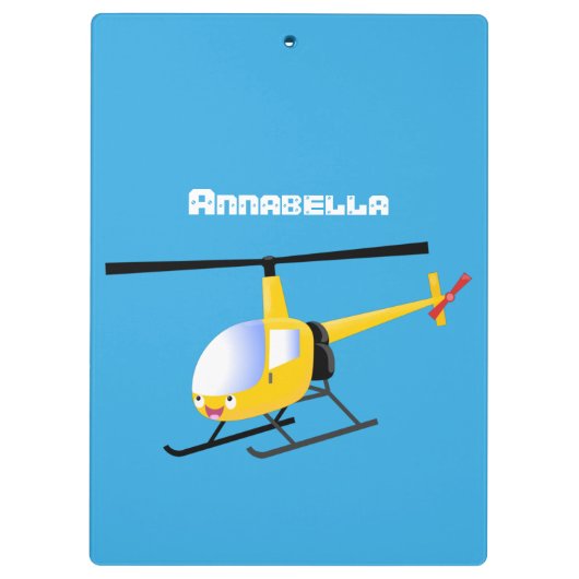 Cute yellow happy cartoon helikopter klembord (Achterkant)