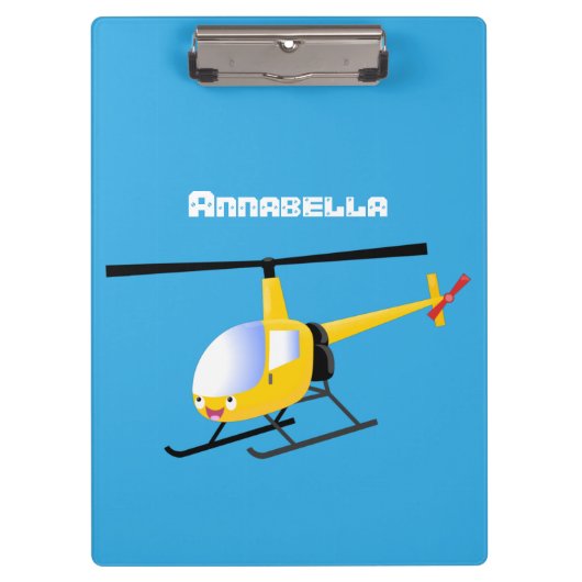 Cute yellow happy cartoon helikopter klembord (Voorkant)