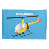 Cute yellow happy cartoon helikopter kussensloop (Achterkant)