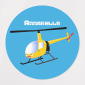 Cute yellow happy cartoon helikopter labels (Design 2)