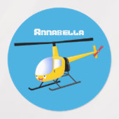 Cute yellow happy cartoon helikopter labels (Design 1)
