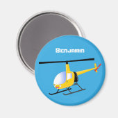 Cute yellow happy cartoon helikopter magneet (Voorkant / Achterkant)