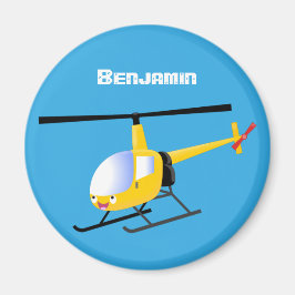Cute yellow happy cartoon helikopter magneet