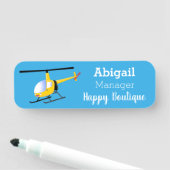 Cute yellow happy cartoon helikopter naamplaatje (In situ)