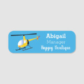 Cute yellow happy cartoon helikopter naamplaatje (Voorkant)