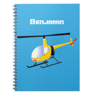 Cute yellow happy cartoon helikopter notitieboek