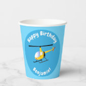 Cute yellow happy cartoon helikopter papieren bekers (Voorkant)
