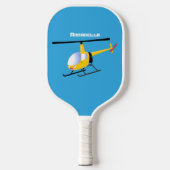 Cute yellow happy cartoon helikopter pickleball paddle (Voorkant)