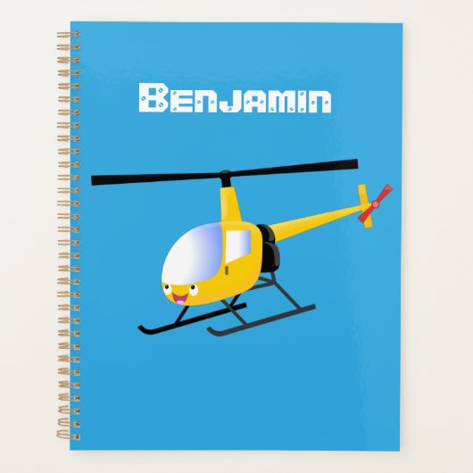 Cute yellow happy cartoon helikopter planner (Voorkant)
