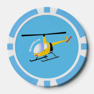 Cute yellow happy cartoon helikopter poker chips