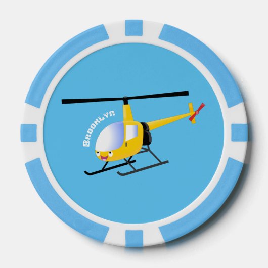 Cute yellow happy cartoon helikopter poker chips (Voorkant)
