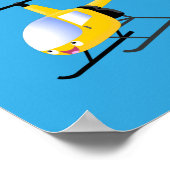 Cute yellow happy cartoon helikopter poster (Hoek)