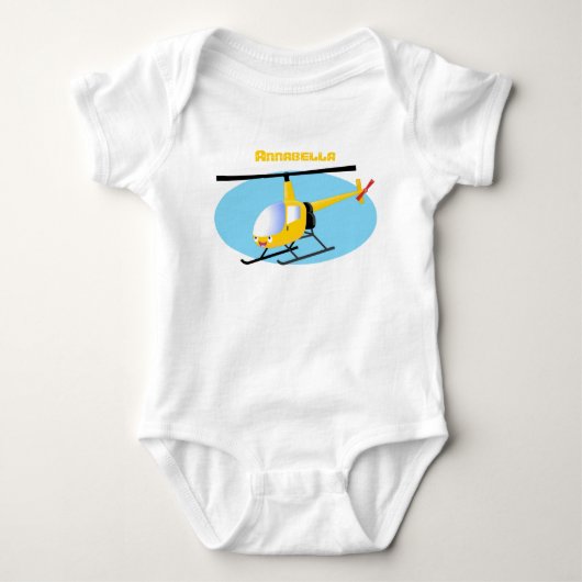 Cute yellow happy cartoon helikopter romper (Voorkant)