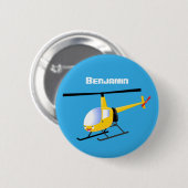 Cute yellow happy cartoon helikopter ronde button 5,7 cm (Voorkant /achterkant)