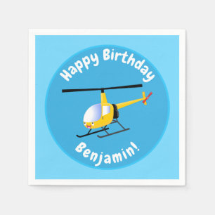 Cute yellow happy cartoon helikopter servet